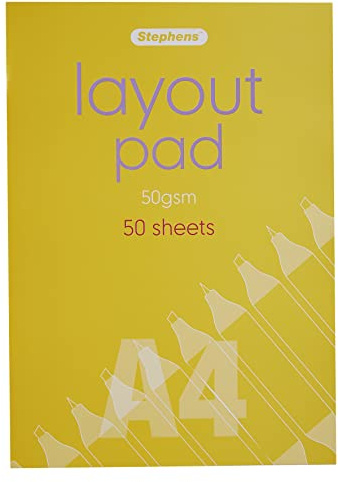 Stephens Layout Pad A4 50gsm 50 Sheets, Ideal for Sketch, Drawing, Rough Drafting, Developing Ideas, Great for Architect Preparing Final Plans, Ideas