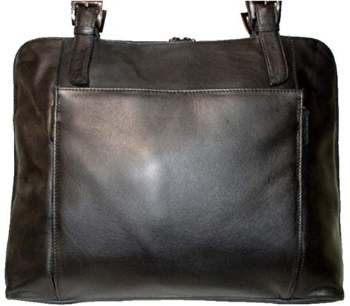Josephine Osthoff Handtaschen-Manufaktur Leder Businesstasche GLASGOW Schwarz Rfid - Schutz Leitzordner Größe Reise Shopper, Farbe:Schwarz