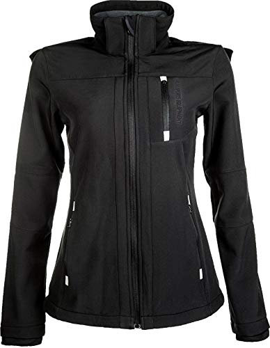 HKM 5273 Softshelljacke Sport, Damen Mädchen Jacke Regenjacke Kapuze, Schwarz (Black), 176