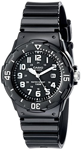 Casio LRW200H Series | Women's Analog Watch | Black | Sporty Design | 100 Meter Water Resistance | Date Display | Rotary Bezel | Regular Time Keeping (HR, Min, SEC, PM, Date, Day) | 3 Year Battery