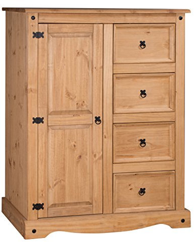 Mercers Furniture Corona 1 Door 4 Drawer Low Tallboy Wardrobe