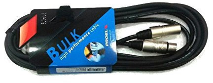 PROEL BULK250LU1 - Cavo audio professionale bilanciato con connessioni presa volante Cannon XLR 3P Maschio a spina volante Cannon XLR 3P Femmina - 1 metro, Nero