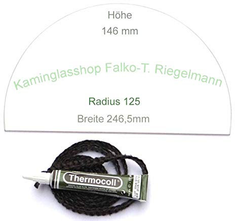 Glasmanufaktur u. Bauelementevertrieb Riegelmann Kaminglas Sichtscheibe 5 mm passend für Bullerjan 00/01 mit Dichtungsset 1