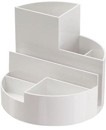 Maul Schreibtisch Organizer MAULrundbox Ø14x12,5cm | Organizer mit 6 Fächern | Stiftehalter für Stifte, Marker und Schere | Stifte Organizer für Büro und Schreibtisch | Weiß