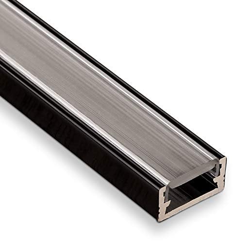 3 Stück SO-TECH® LED Profil-11 Schwarz Aufbauprofil 2000 x 14 x 7 mm mit klarer Abdeckung