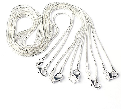 BODYA 5pc 20 Inch Silver Plated 1.2mm Snake Sparkle Chain Necklace