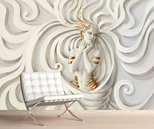StickersWall Stylish 3D Effect Medusa Contemporary Art Wall Mural Photo Wallpaper Picture Self Adhesive 1073 (342cm(W) x 242cm(H))