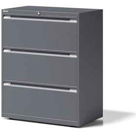 BISLEY Hängeregistraturschrank Essentials, 3 Hängeregistratur H 304 mm, Metall, 634 Anthrazitgrau, 47 x 80 x 100 cm