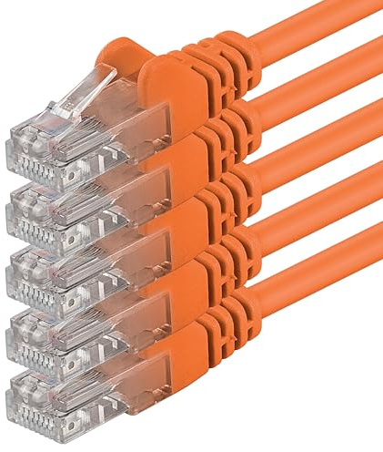 1aTTack.de 0.5m CAT.6 CAT6 Ethernet LAN Cable 1000 Mbit/s, 5x - orange | Cat 6 internet patch cable, LAN network cable, for switch, router, modem and patch panel