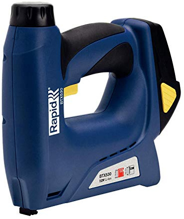 Rapid BTX530 Cordless Electric Staple Gun for No. 53 Staples & No. 8 Brads | 1300 Shots per Charge, Adjustable Power, for Furniture Upholstery, Textile Work or Carpeting (5000214)