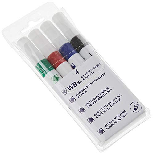 4 Whiteboard Drywipe Marker Pens Bullet Tip Non-Toxic Ink