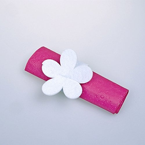 Deko und Band Serviettenring aus Filz - Blume - weiß - 12 Stück - 23x8cm - 56003 00