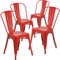 Flash Furniture Stuhl, stapelbar, Handelsgüte, Metall, für drinnen und draußen, Kunststoff, Gummi, Rot, 4 Stück