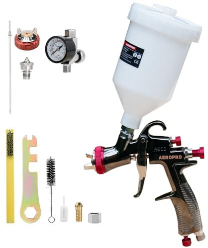 AEROPRO USA R500 LVLP Gravity Feed Air Spray Gun, 1.5 mm Nozzle