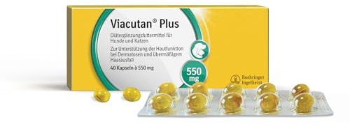 Boehringer Ingelheim VIACUTAN® Plus | 40 Kapseln | Diätergänzungsfuttermittel für Hunde und Katzen | Zur Unterstützung der Hautfunktion bei Dermatosen und übermäßigem Haarausfall
