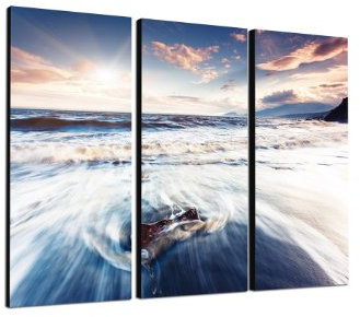 Sommerabend stürimische See 3x40x90cm dreiteiliges Wandbild auf Leinwand und Keilrahmen fertig zum aufhängen - Unsere Bilder auf Leinwand bestechen durch ihre ungewöhnlichen Formate und den extrem detaillierten Druck aus bis zu 100 Megapixel hoch aufgelösten Fotos.