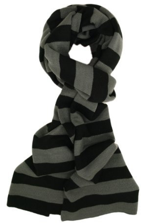 TrendsBlue Hochwertiger weicher Strickschal mit Streifen, Grau/Schwarz, Einheitsgröße