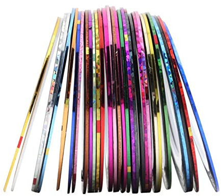 Haobase 30 pz colori misti rotoli striping nastro linea nail art decorazione adesivi per unghie naturali e finte