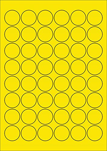 MADE IN GERMANY 480 Etiketten Farbetiketten selbstklebend rund 30 mm GELB permanent klebend auf Bogen A4 (10 Bögen x 48 Etik.) CS Label – Universaletiketten zum Beschriften und Bedrucken