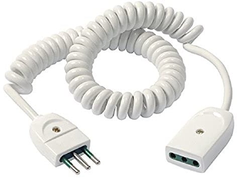 Vimar 0P32347.B. Prolunga estensibile a spirale 3m. Cavo elettrico a molla. Potenza Massima Prelevabile 1300 W