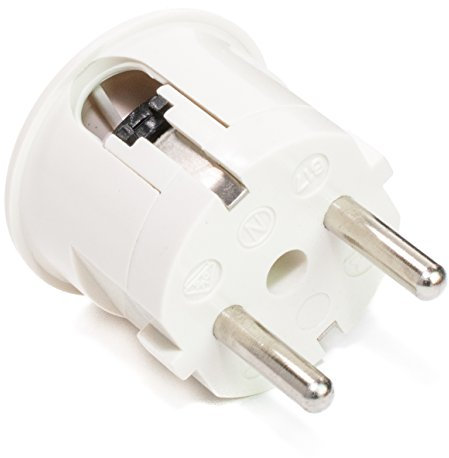 Schuko-Stecker aus Duroplast (Bakelit-Optik), Winkelstecker, Elfenbein-weiß