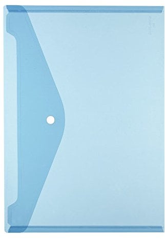 herlitz Dokumententaschen A4 aus Kunststoff, mit Druckknopfverschluss, blau transparent, 6 Stück