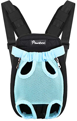 Pawaboo Haustier Rucksack Hund Tragetasche, Verstellbar Beinen heraus Rucksäcke Haustier Tragbar Reisetasche, Atmungsaktiv und Bequem Speziell für Klein Mittler Hunde Katzen Welpen - M Blau