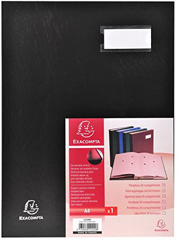 Exacompta 24241E Unterschriftsmappe 24x32 cm dehnbarer Faltenrücken 24 Fächer 1 Stück schwarz