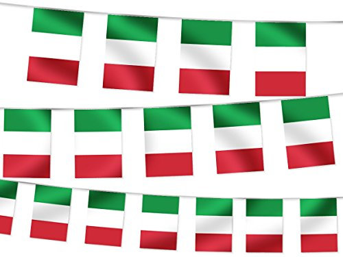 Alsino Guirlande Banderole Décorative 4,5 m avec Drapeaux Fanions de l'Italie Décoration pour Fans Football Sport Événement Sportif Italien Extérieur Intérieur Coupe du Monde Championnat d'Europe