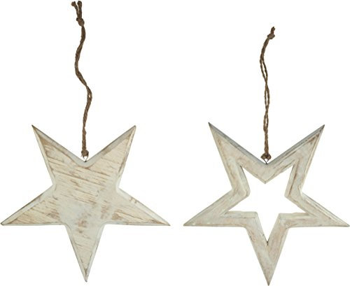 matrasa Stern aus Holz - weiß gekalkt - Fensterdeko Türdeko Türschmuck Werihnachtsdeko (Loch)