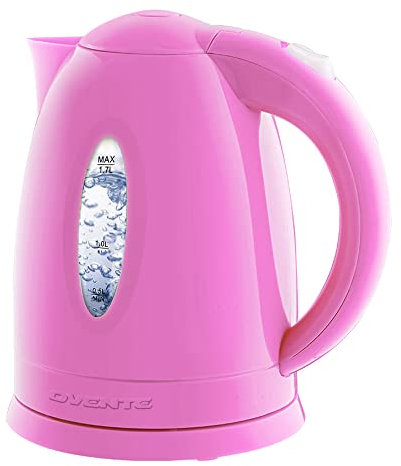 OVENTE Electric Kettle, 1.7L Fast Boiling Water Heater for Coffee or Tea, BPA Free with Water Level Gauge, Auto Shut-Off, Boil-Dry Protection, Indicator Light and Removable Filter, Pink KP72P