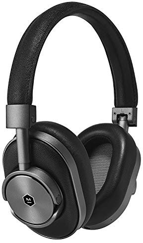 Master & Dynamic MW60 ohrumschließender Qualitäts-Kopfhörer, kabellos, mit Leder sowie mit Bluetooth-4.1 und 45-mm-Neodym-Treibern für hervorragenden Klang, blaugrau / schwarz