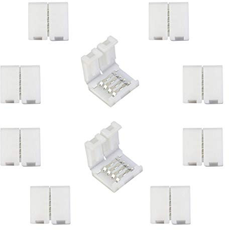 LitaElek RGB 5050 Connecteur de Ruban LED Connecteur Rapides de Bande à 4 Broches pour Strip LED SMD 5050 RGB imperméable et Non-imperméable de 10mm de Large, Soudage Gratuit (10pcs)