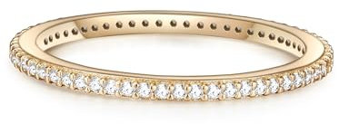 GLANZSTÜCKE MÜNCHEN Damen-Ring Sterling Silber gelbvergoldet Zirkonia weiß - Memory Ring Stapel-Ring filigran