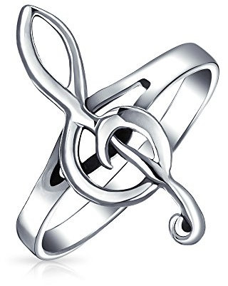Musician Singer Student Teacher Bar Measure Treble Clef Note Music Ring For Teen For Women .925 Sterling Silver Thin Band