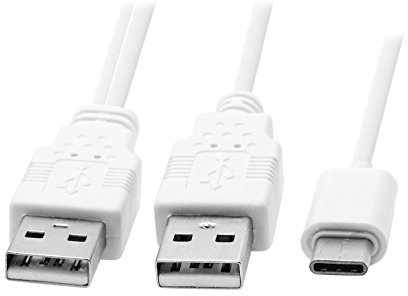 JSER USB 3.1 tipo C USB-C a doble un cable de datos de alimentación adicional macho Y para teléfono celular y disco duro