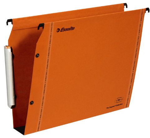 Esselte LGM VisioPlus - Dossiers Suspendus A4 Latéraux, Capacité 550 Feuilles, Fond 50 mm, Entraxe 330 mm, Porte-Étiquette XL Intégré, Lot de 25, Orange, 49926