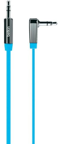 Belkin flaches Audio-Kabel (3,5 mm auf 3,5 mm mit abgewinkeltem Klinkeanschluss, 0,9 m) blau