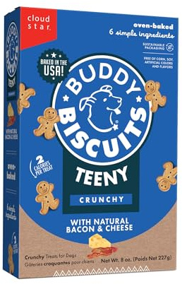 Buddy Biscuits 8 oz. Box Teeny Crunchy Dog Treats Made with Bacon & Cheese