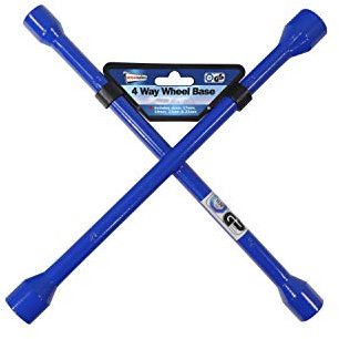 Streetwize - 4 Way Wheel Brace - 17 x 19 x 21 and 23 mm – Blue, GS/TUV Approved
