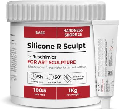 Gomma siliconica in pasta per Scultori R SCULPT,Facile e pratica da usare, Per applicazioni verticali di grandi e piccole dimensioni, modellisti fai da te, DIY (1 kg)