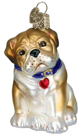 Old World Christmas Ornaments: Dog Collection Glass Blown Ornaments for Christmas Tree, Bull Pup