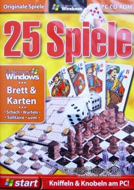 25 Spiele, Brett & Karten, CD-ROM: Kniffeln & Knobeln am PC! Schach, Würfeln, Solitaire, u.v.m.. Für Windows 98, ME, 2000, XP