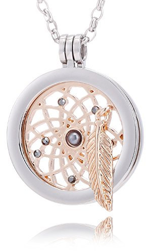 Morella Damen Halskette 70 cm Edelstahl und Anhänger mit Coin Traumfänger Rosegold 33 mm im Schmuckbeutel