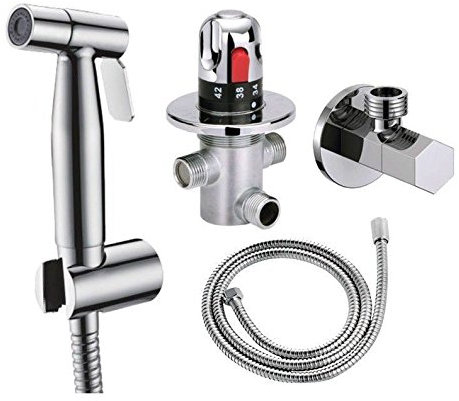 Ownace Thermostat-Mischarmatur, für die WC, zur Wandmontage, aus Edelstahl, Handbrause, Bidet-Sprayer, Duschkopf