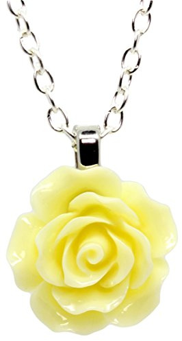 bluebubble English Rose 22mm Ivory Cream Carved Rose Necklace on Gift Card