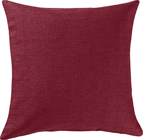 Erwin Müller Deko-Kissenhülle, Kissenbezug Uni, Krefeld weinrot Größe 40x40 cm - fleckabweisend, schmutzunempfindlich und leicht zu reinigen, Leinen-Optik (weitere Farben)