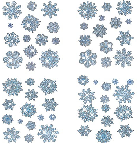 alles-meine.de GmbH 4 versch. Bögen: statisch haftende Fensterbilder - Glitzer/Glitter - Winter & Schneeflocken - Schneekristall/Schnee/Flocken - wiederverwendbar + sel..