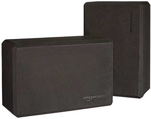 Amazon Basics Non-Slip Yoga Blocks, Set of 2, Deepen Poses, 4 x 9 x 6, Black