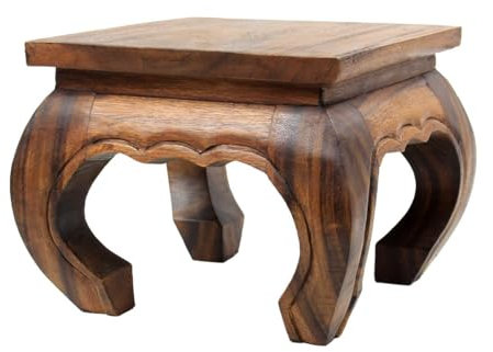 Opiumtisch Hellbraun - 30cm Thailand Beistelltisch Hocker Nachttisch Pflanzenhocker asiatischer Tisch Akazienholz Inkl. Südostasien Bildband als PDF Datei
